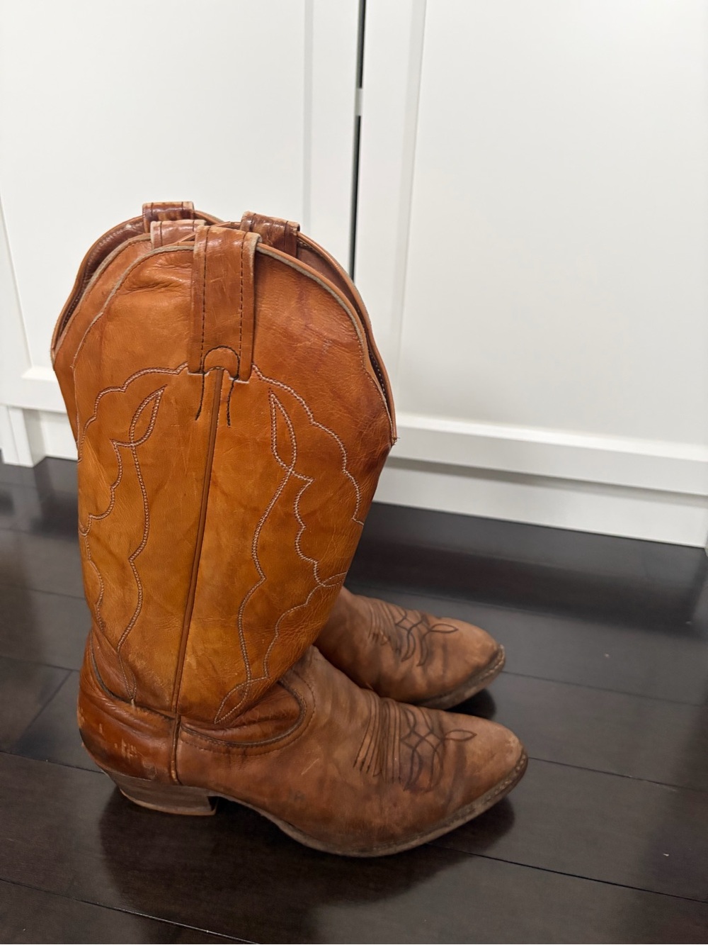 Classic Brown Boulet Leather Cowboy Boots